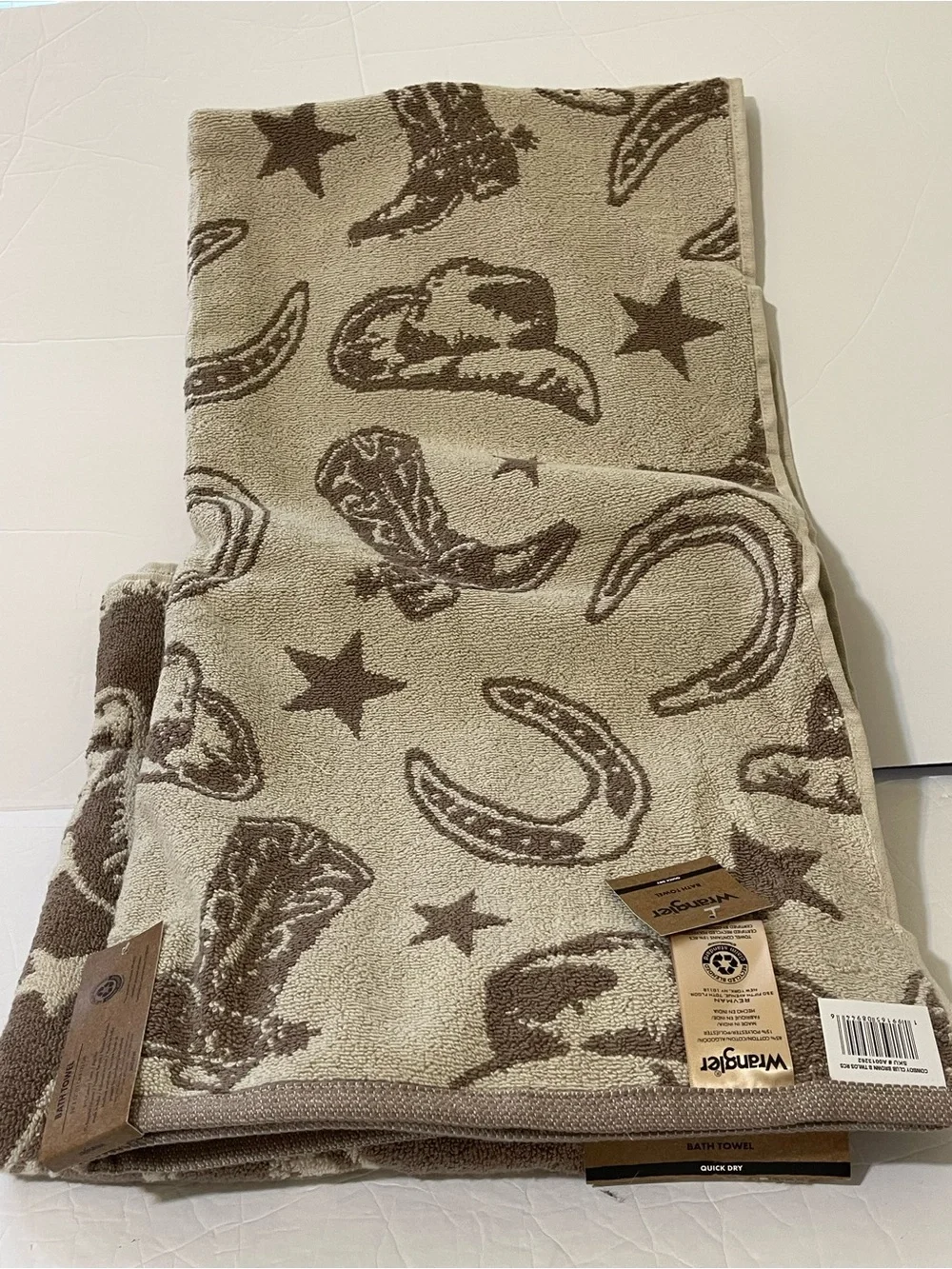 Wrangler Western Cowboy Boot/Horseshoe 2 Bath Towels & Hand Towels - NWT **